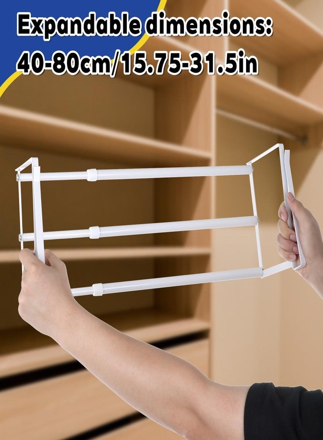 Zyghjort 2 Pcs Expandable Shoe Rack Organizer, Hanging Shoe Shelf Under Cabinet Storage Shelf with 3/4 Inch Thick Clips, Retractable Space Saving Rack for Closet Pantry Laundry Room (White, 16.5-31.5 Inch) - Image 3