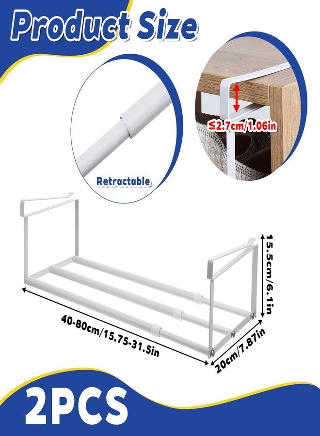 Zyghjort 2 Pcs Expandable Shoe Rack Organizer, Hanging Shoe Shelf Under Cabinet Storage Shelf with 3/4 Inch Thick Clips, Retractable Space Saving Rack for Closet Pantry Laundry Room (White, 16.5-31.5 Inch) - Image 4