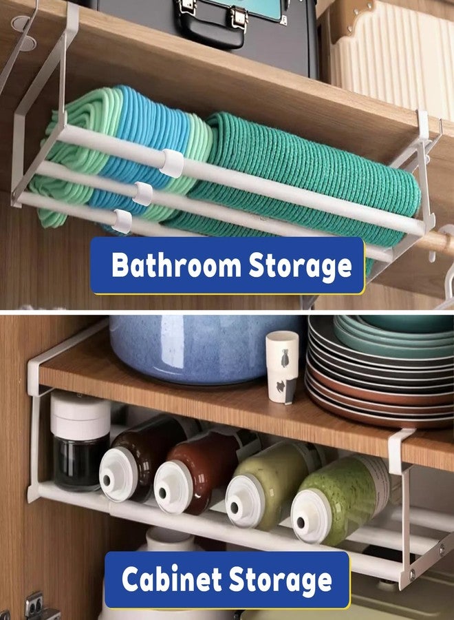 Zyghjort 2 Pcs Expandable Shoe Rack Organizer, Hanging Shoe Shelf Under Cabinet Storage Shelf with 3/4 Inch Thick Clips, Retractable Space Saving Rack for Closet Pantry Laundry Room (White, 16.5-31.5 Inch) - Image 5