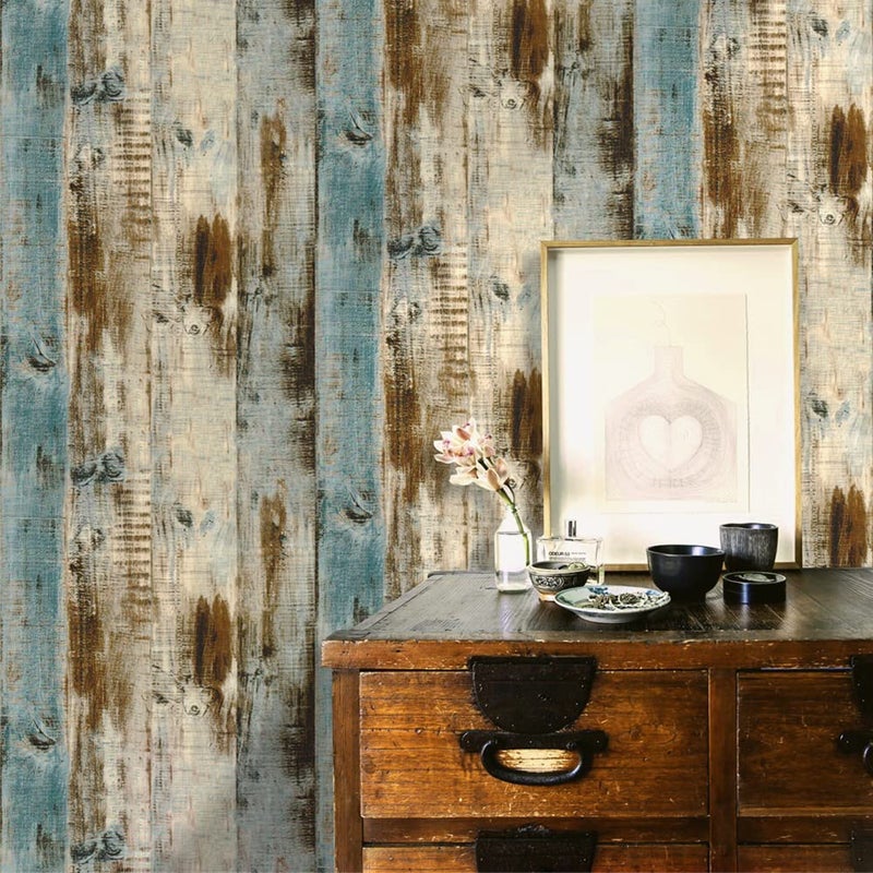 Qianglive Grey Wood Wallpaper 17.3"Ã—120" Peel and Stick Wallpaper Self Adhesive Distressed Wood Wallpaper Reclaimed Faux Home Decoration Film Shelf Vinyl - Image 3