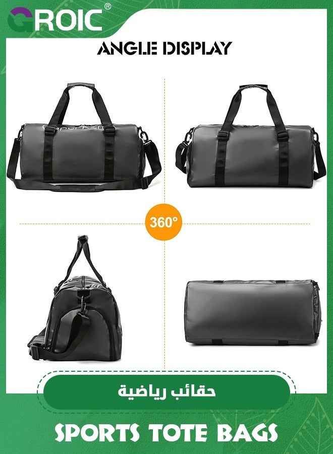 GROIC Sports Gym Bag for Women and Men,Small Sports Duffle Bag with Shoulder Strap and Handbag,Sports Shoulder Bag with Separated Shoe Compartment ,Outdoor Large-capacity Travel Bag(Black) - Image 5