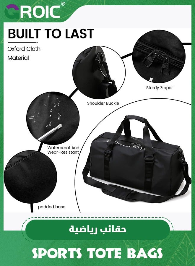 GROIC Sports Gym Bag for Women and Men,Small Sports Duffle Bag with Shoulder Strap and Handbag,Sports Shoulder Bag with Separated Shoe Compartment ,Outdoor Large-capacity Travel Bag(Black) - Image 2