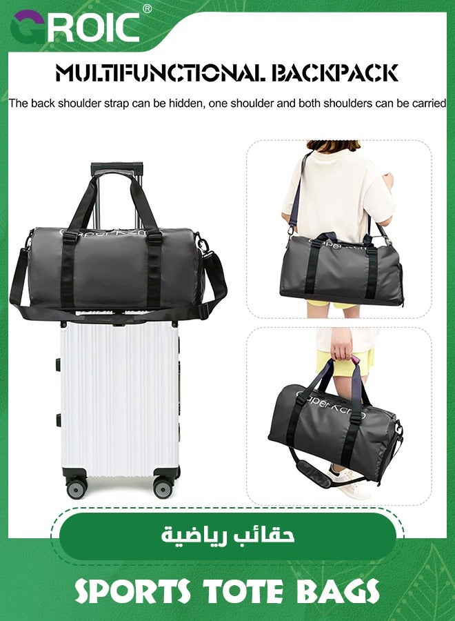 GROIC Sports Gym Bag for Women and Men,Small Sports Duffle Bag with Shoulder Strap and Handbag,Sports Shoulder Bag with Separated Shoe Compartment ,Outdoor Large-capacity Travel Bag(Black) - Image 3