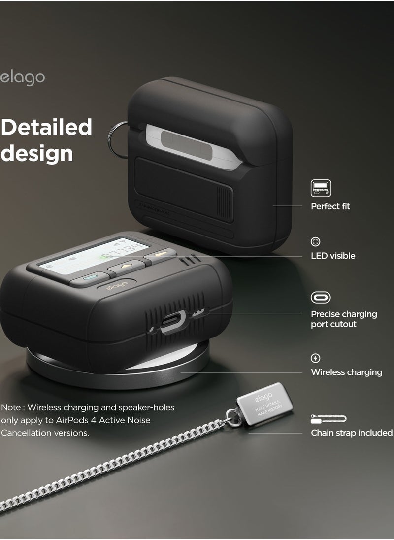 Elago - Pager Hang Compatible with AirPods 4 Case Cover (2024) with Key Chain Included - Black - Image 1