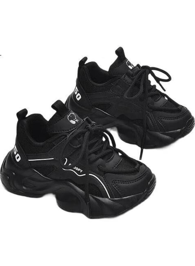 Snoopy Kids' Sports Shoes Soft Bottom Comfortable Running Shoes Boys Girls Thick-Soled Dad Shoes 0381 Panda Black Size 30 - Image 3