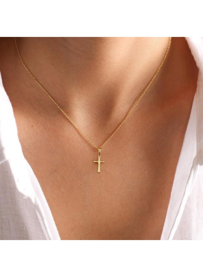 Rotnso Cross Necklace for Women 14K Gold Silver Plated Dainty Small Cross Pendant Choker Simple Trendy Cute Cross Charm Chain Necklace Easter Basket Stuffers Baptism Religious Faith Jewelry Gift, 18 - Image 3