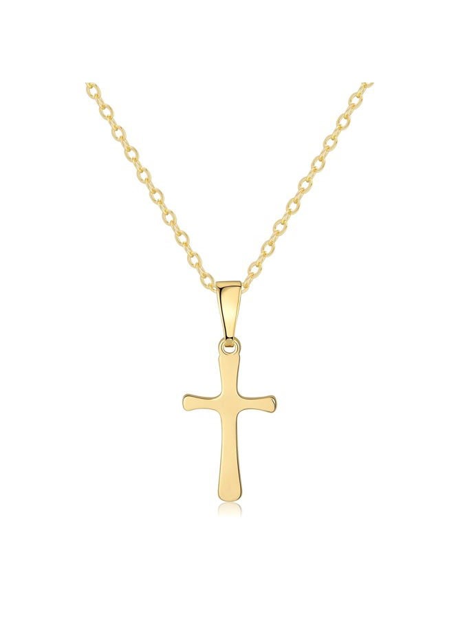 Rotnso Cross Necklace for Women 14K Gold Silver Plated Dainty Small Cross Pendant Choker Simple Trendy Cute Cross Charm Chain Necklace Easter Basket Stuffers Baptism Religious Faith Jewelry Gift, 18 - Image 1