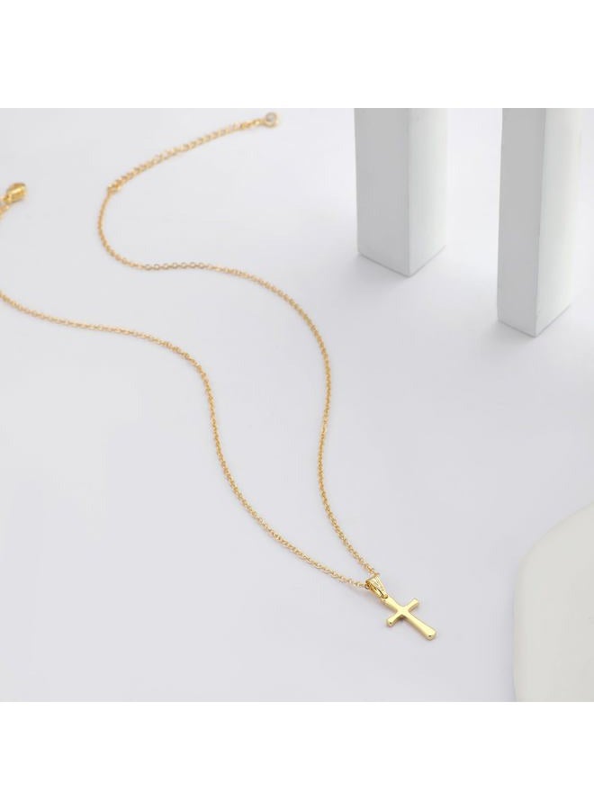 Rotnso Cross Necklace for Women 14K Gold Silver Plated Dainty Small Cross Pendant Choker Simple Trendy Cute Cross Charm Chain Necklace Easter Basket Stuffers Baptism Religious Faith Jewelry Gift, 18 - Image 5