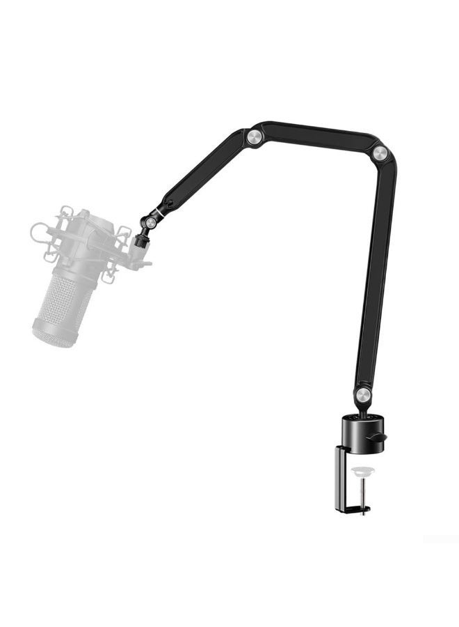 والالا حامل ميكروفون احترافي بتصميم عنق الإوزة - حامل ميكروفون مكتبي متين وقابل للتعديل مع مشبك تثبيت آمن | ذراع مرن للبث الصوتي والبث المباشر والألعاب (أسود) - Image 2