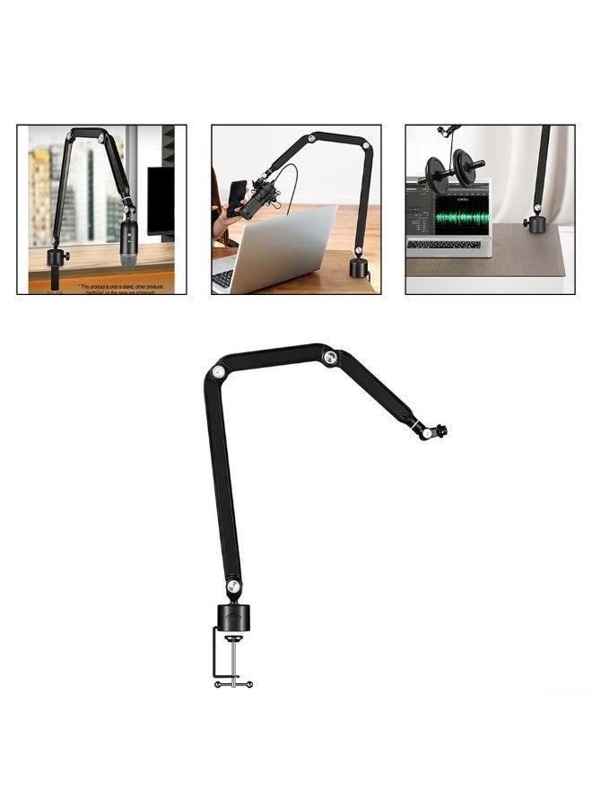 والالا حامل ميكروفون احترافي بتصميم عنق الإوزة - حامل ميكروفون مكتبي متين وقابل للتعديل مع مشبك تثبيت آمن | ذراع مرن للبث الصوتي والبث المباشر والألعاب (أسود) - Image 3