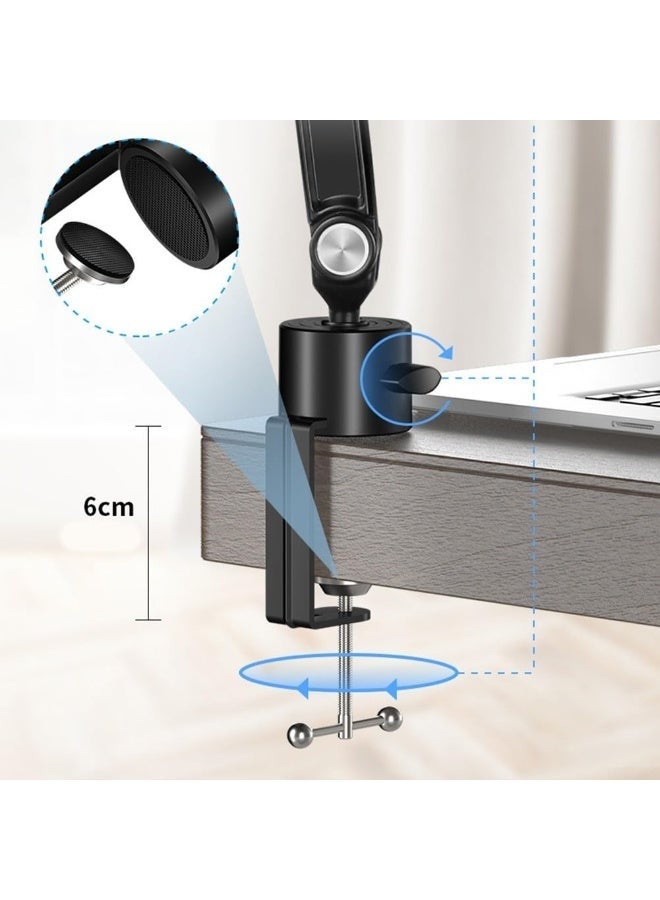 والالا حامل ميكروفون احترافي بتصميم عنق الإوزة - حامل ميكروفون مكتبي متين وقابل للتعديل مع مشبك تثبيت آمن | ذراع مرن للبث الصوتي والبث المباشر والألعاب (أسود) - Image 4