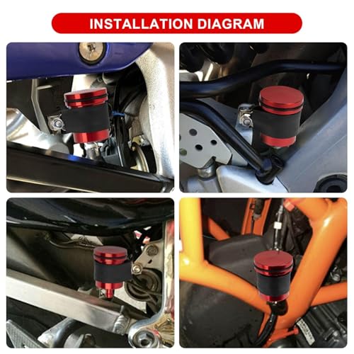 PSLER Motorcycles Brake Reservoir Fluid - Front Rear Oil Cup Catch Can Tank Cnc Aluminum for YZF R1 R3 R6 R25 R15 R125 600R Monster 821 Stripe Dark 1200 S Stripe 1100S 1100 EVO Red - Image 4