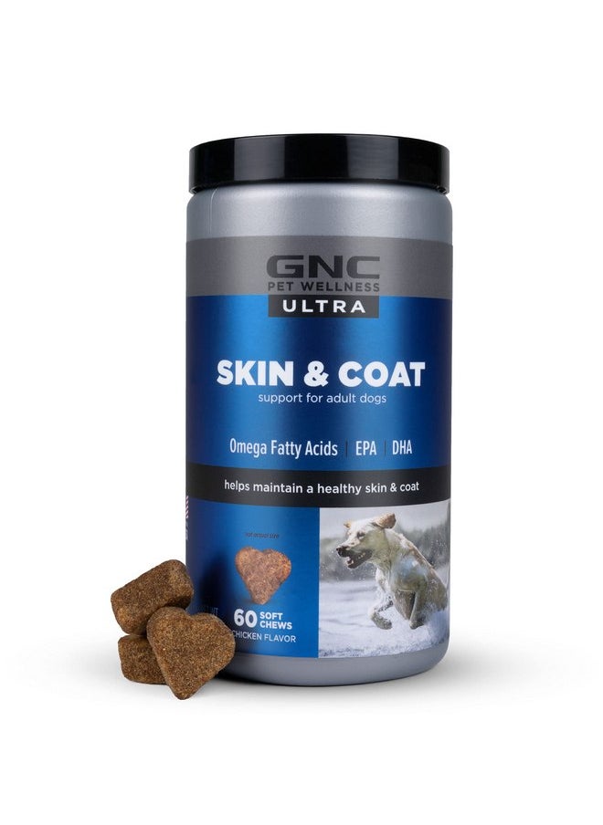 GNC - GNC Pets ULTRA Skin & Coat Soft Chews, All Dogs, Chicken Flavor. 60-ct in a 16-oz Canister | Daily Supplement for Skin & Coat for Dogs in Chewable Chicken Flavor - Image 1