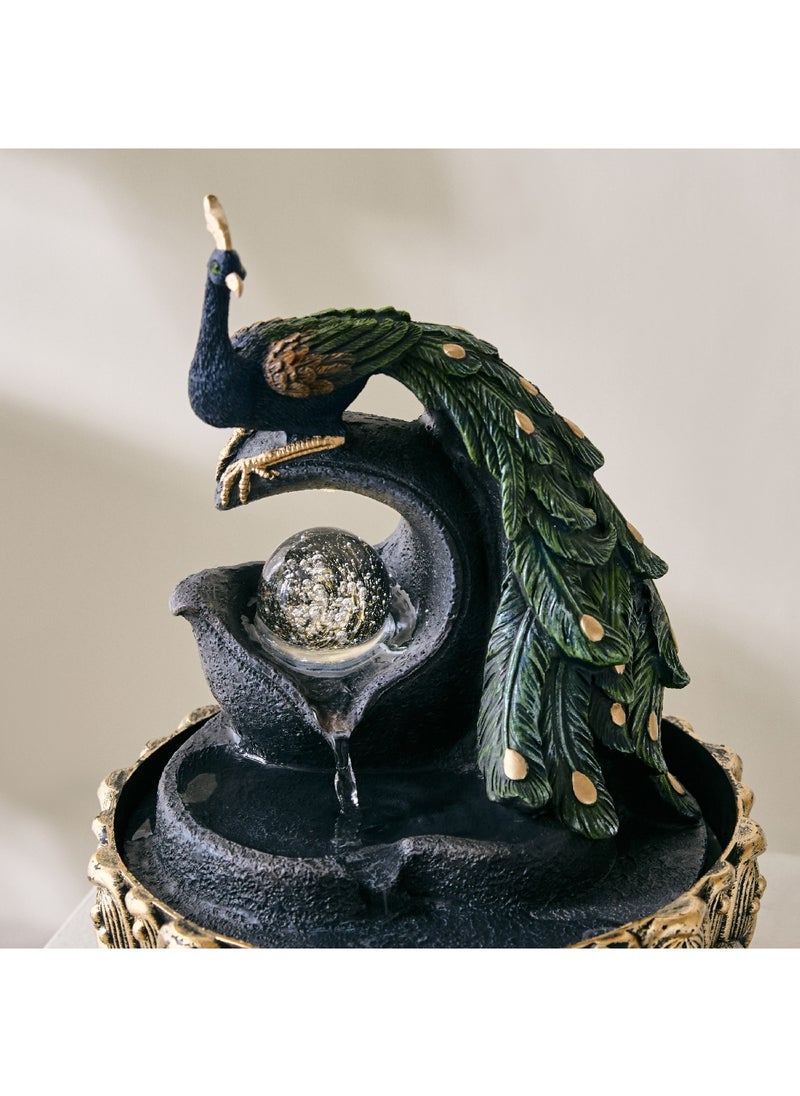Home Box Belen Peacock Fountain with Rolling Ball and LED Light 20 x 26 x 20 cm  - Image 3