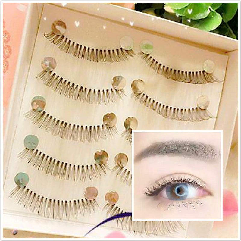 Dorisue False Eyelashes Super Natural Light Volume Short Length and light color lashes Soft Like Real Lashes Black False Eyelashes Charming Eye Lash Makeup 5 Pairs Set