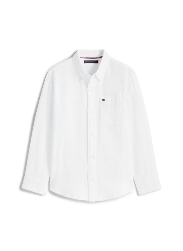 تومي هيلفيغر قميص سادة بنقوش للأطفال - Image 4