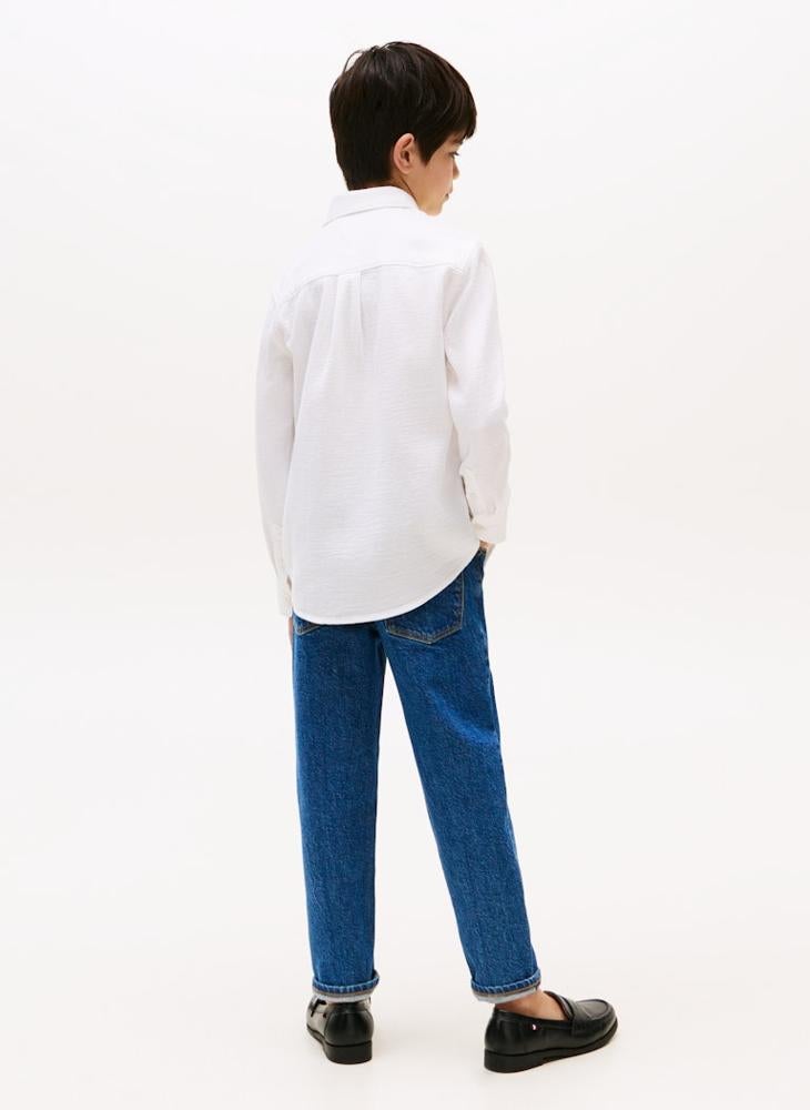 تومي هيلفيغر قميص سادة بنقوش للأطفال - Image 2