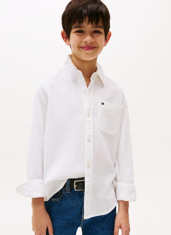 تومي هيلفيغر قميص سادة بنقوش للأطفال - Image 1