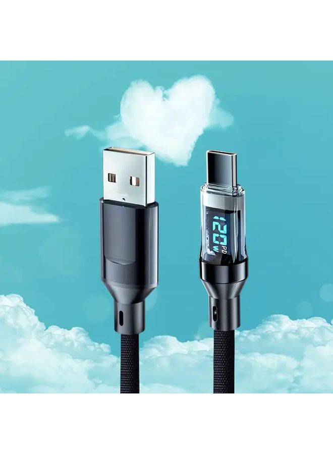 Digital Display USB Type C Fast Charging Cable 2m 78 74 Inch Tangle Free Flat Cord - Image 4