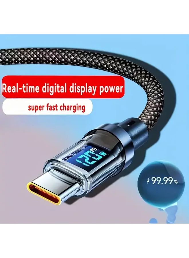 Digital Display USB Type C Fast Charging Cable 2m 78 74 Inch Tangle Free Flat Cord - Image 3