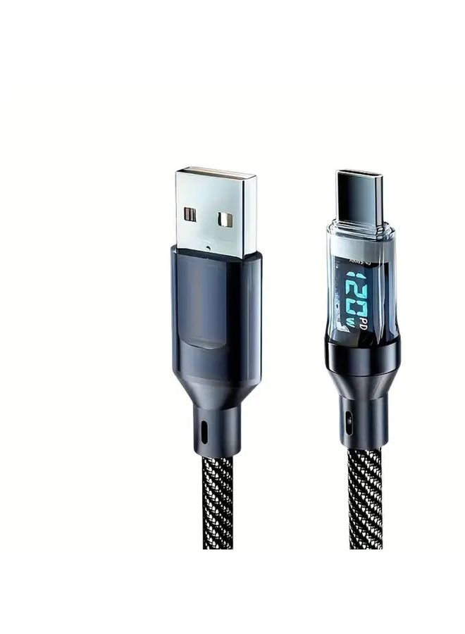 Digital Display USB Type C Fast Charging Cable 2m 78 74 Inch Tangle Free Flat Cord - Image 5