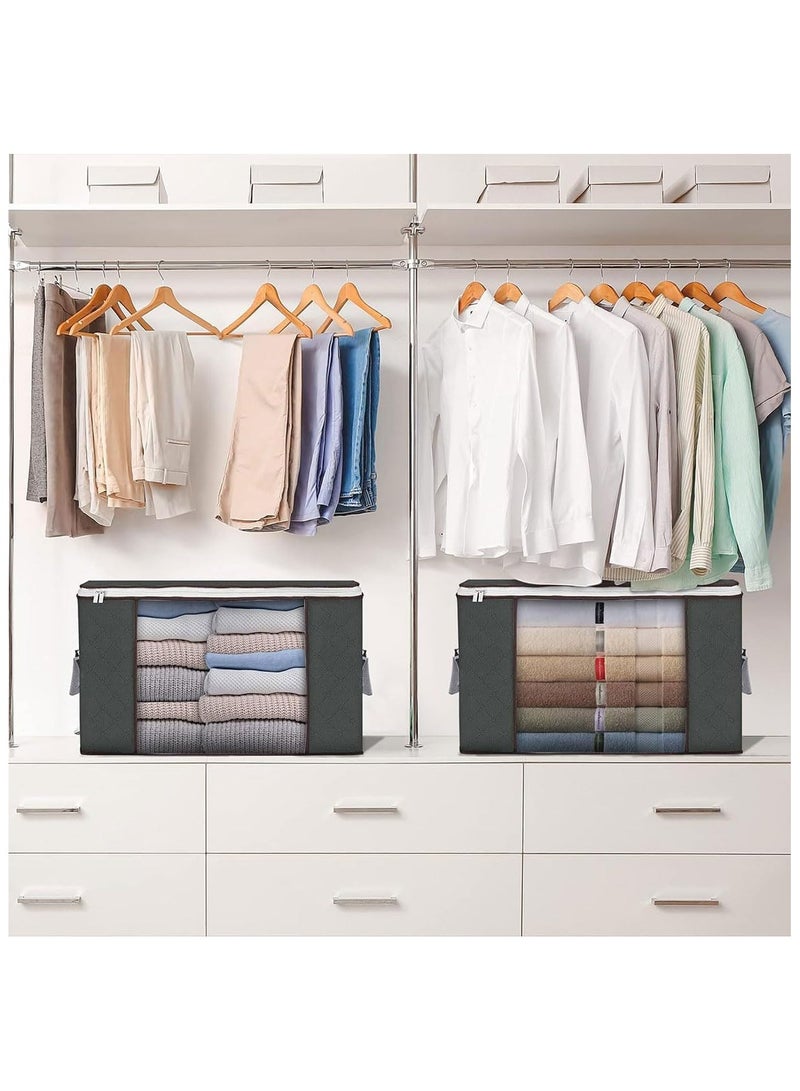 ECVV 6-Pack 90L Extra-Large Foldable Clothing Storage Bags - Dimensions 60x43x35 cm - Reinforced Handles & Heavy-Duty Fabric for Comforters, Clothes, Blankets, & Bedding - Image 3