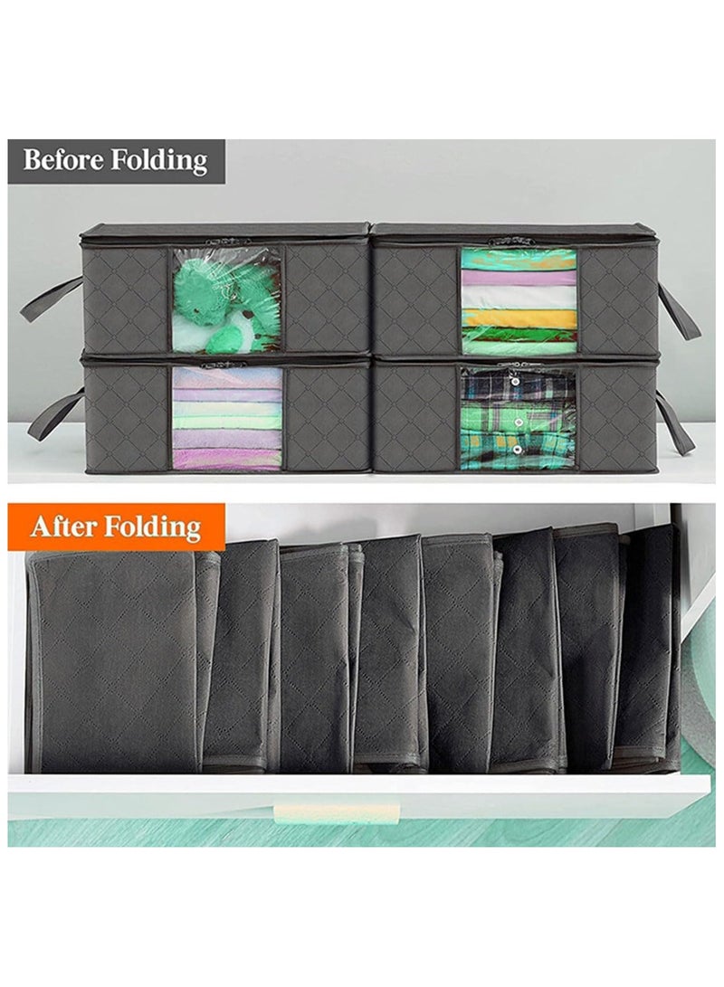 ECVV 6-Pack 90L Extra-Large Foldable Clothing Storage Bags - Dimensions 60x43x35 cm - Reinforced Handles & Heavy-Duty Fabric for Comforters, Clothes, Blankets, & Bedding - Image 2