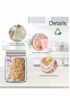 Excefore Mason Jar Ziplock Bags, 30Pcs Multi-Size Resuable Bottle Pattern Zipper Sealed Snacks Sandwich Airtight Food Storage Pouch for Kitchen Travel Camping Organizer and Kids  - Image 2