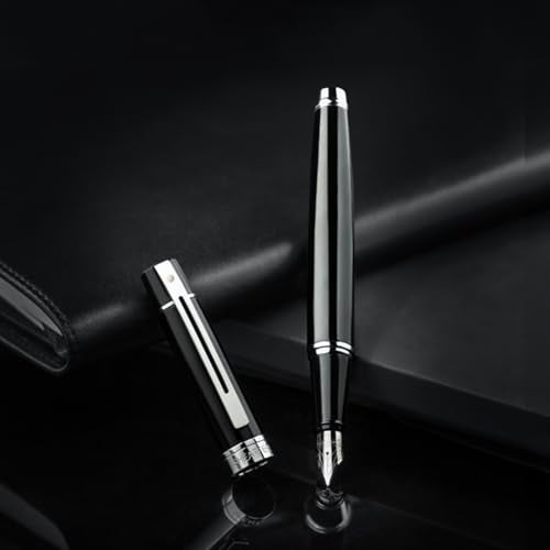 SHEAFFER قلم فيونيل شيـفر 300 9312 هدية - أسود لامع مع حواف كروم | رأس متوسط | مجموعة هدايا قلم فاخرة - Image 2