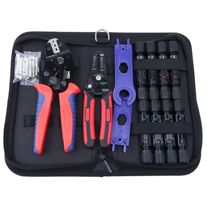 HKS Solar Pv Panel Crimping Tool Kit With Crimper Stripper And 8 Pairs Solar Connectors And 1Pair Solar Connector Spanner Wrench, Crimper Tool For Solar Cable Awg14-10,2.5/4/6Mm - Image 1
