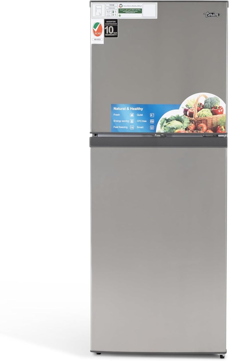 Terim TERR300S, Double Door Top Mount Refrigerator, Gross Capacity 300 Litres/Net 220 Liter TERR300S Grey - Image 1
