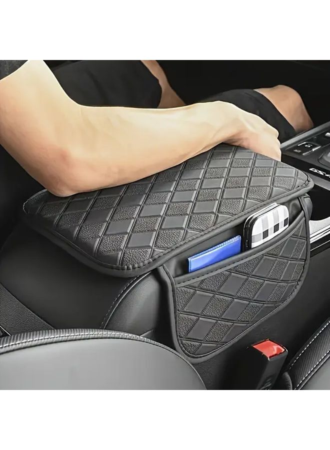 PUPU Leather Car Armrest Storage Box Red Multifunctional Side Pockets Scratch Resistant - Image 3