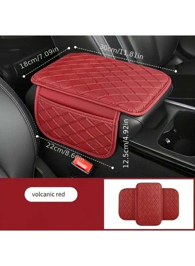 PUPU Leather Car Armrest Storage Box Red Multifunctional Side Pockets Scratch Resistant - Image 2