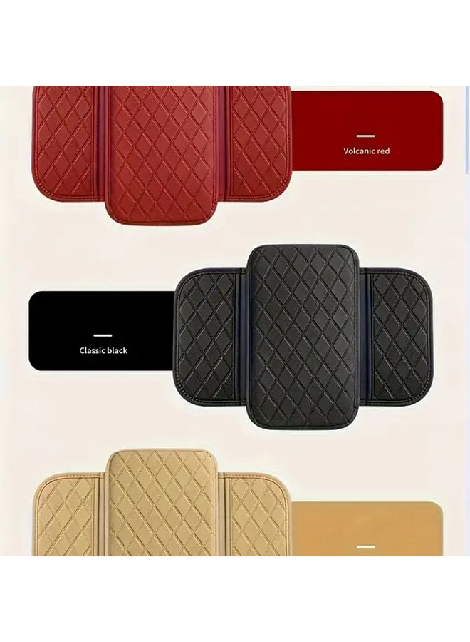 PUPU Leather Car Armrest Storage Box Red Multifunctional Side Pockets Scratch Resistant - Image 1