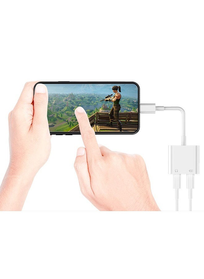 2 Port Type C Cable, 2 in 1 Audio Charger Splitter, Type C to C Audio Jack with Safe Fast Charging, White  - Image 3
