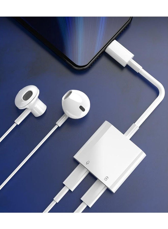 2 Port Type C Cable, 2 in 1 Audio Charger Splitter, Type C to C Audio Jack with Safe Fast Charging, White  - Image 4