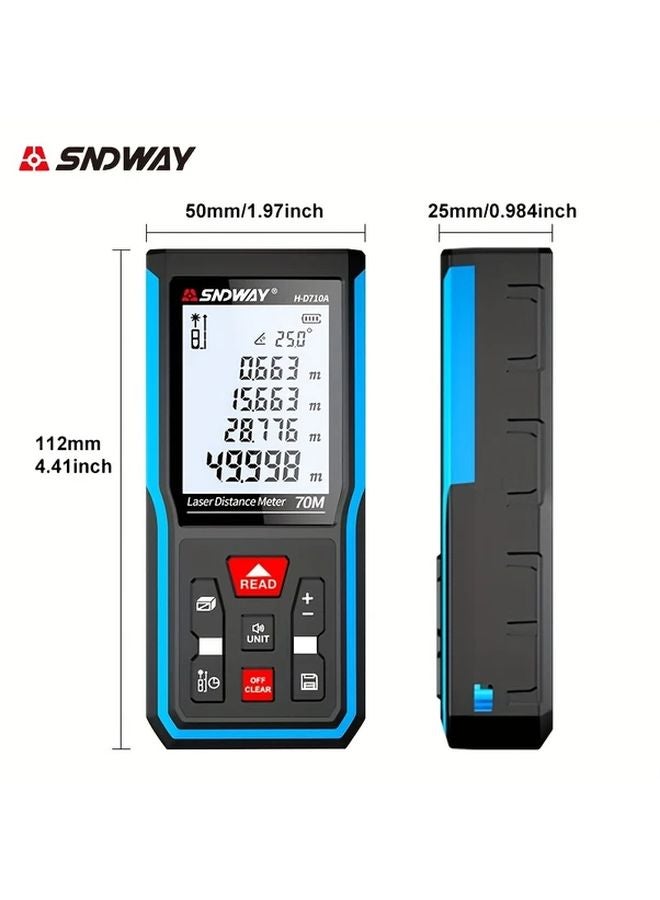 SNDWAY Professional Laser Distance Meter 70m Range Backlit Screen Area Volume Measurement - Image 3