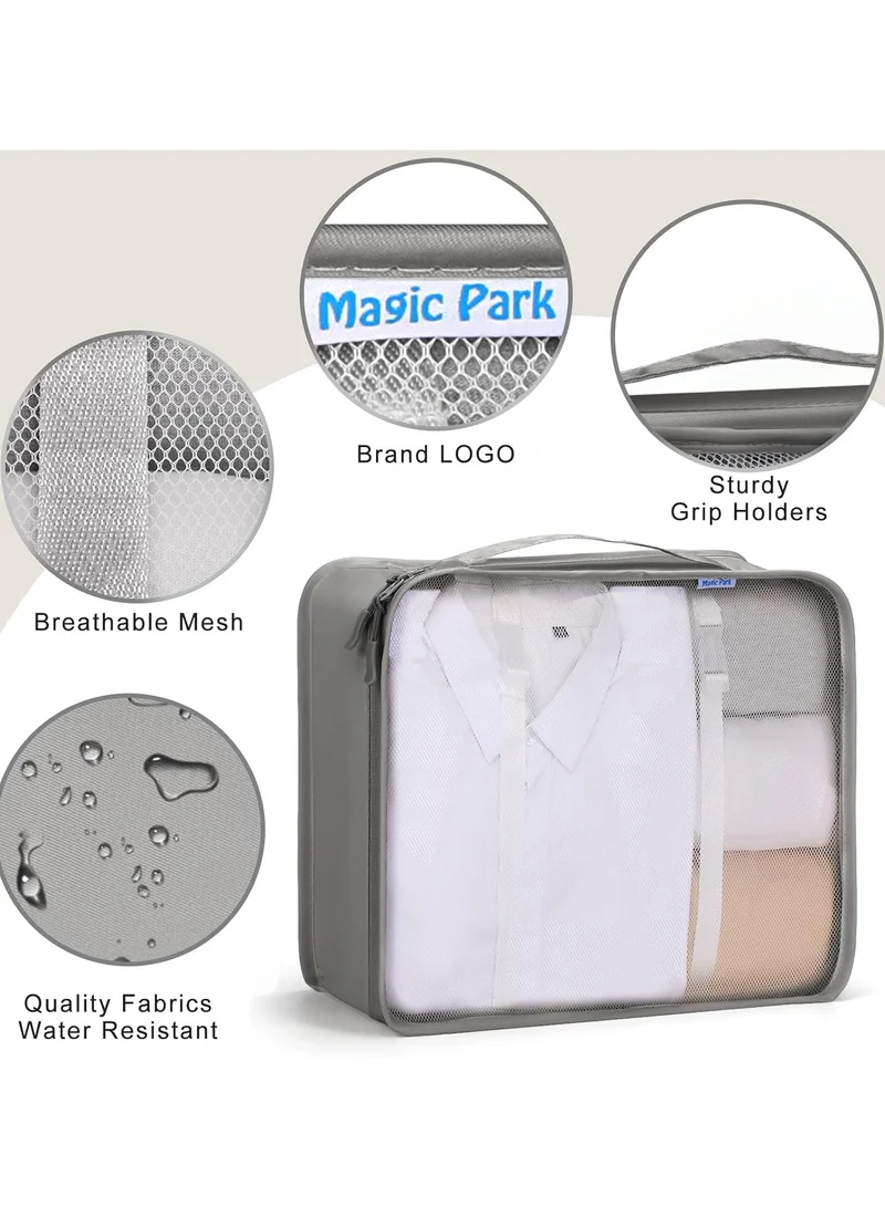 Quesera  Travel Organizer, 8 Pcs Packing Cubes Luggage Organizer, Storage Bags Organizer Set, Waterproof, Space Saving, Travel Essentials Organizer, Grey  | Best Price UAE
