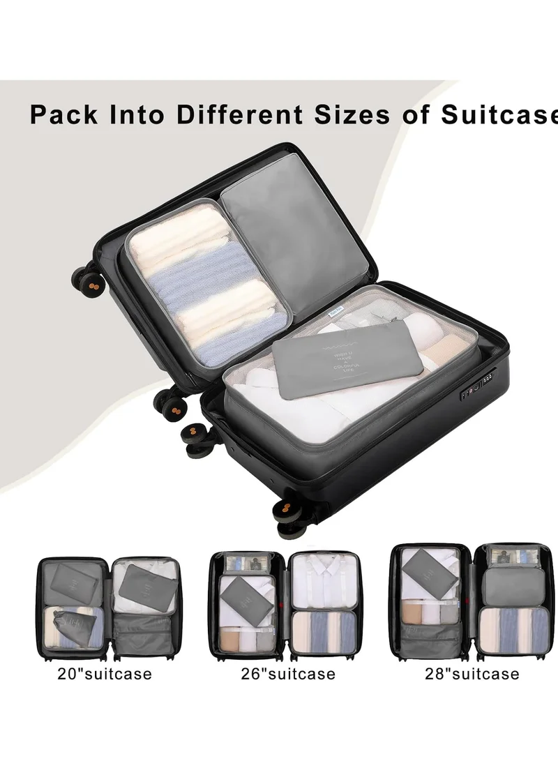 Quesera  Travel Organizer, 8 Pcs Packing Cubes Luggage Organizer, Storage Bags Organizer Set, Waterproof, Space Saving, Travel Essentials Organizer, Grey  | Best Price UAE