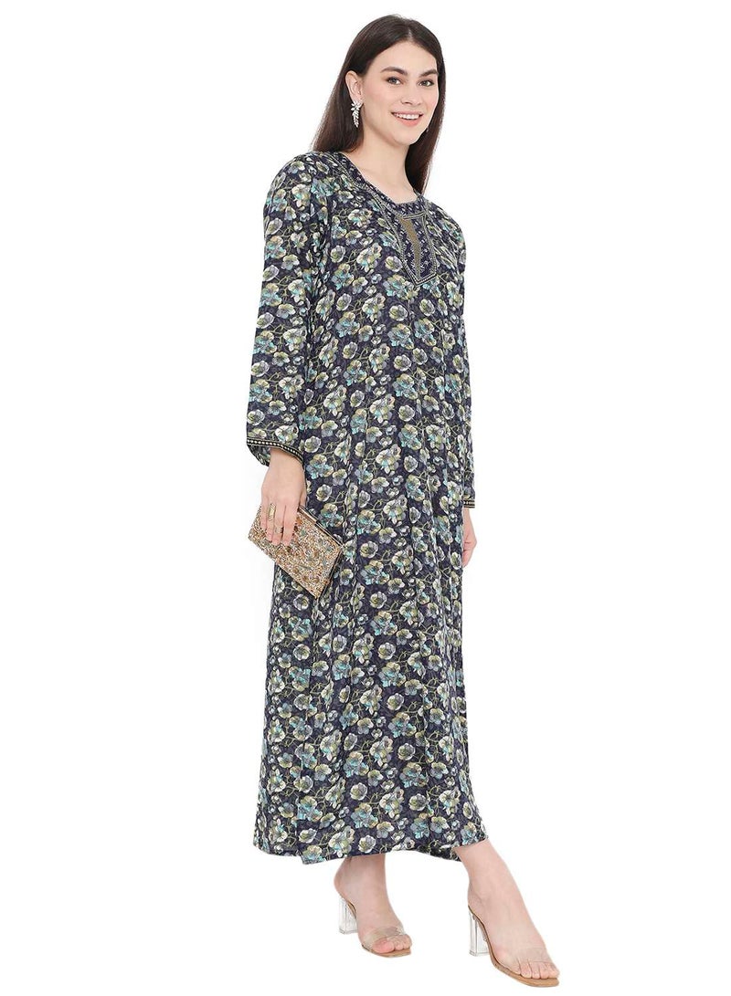 HANA & SARA عباءات عربية فريدة مزخرفة بطبعة زهور وتطريز - Image 3