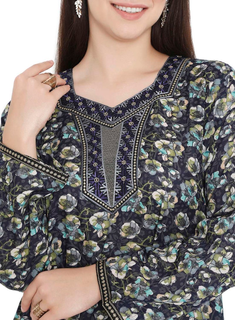 HANA & SARA عباءات عربية فريدة مزخرفة بطبعة زهور وتطريز - Image 2