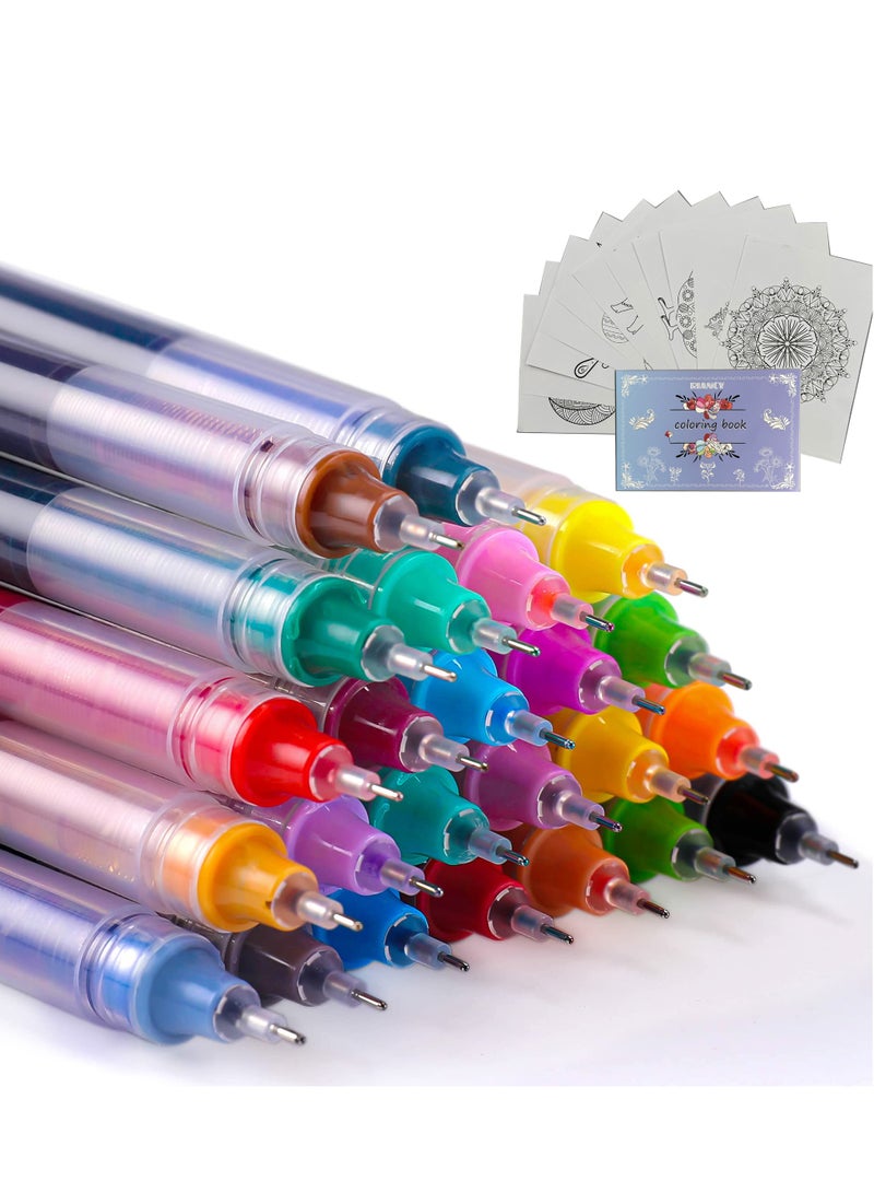 Generic 24pcs Colored Pens Rollerball Pens Fine Tip Smooth Writing Gel Pens Various Colors Pens for Journaling Supplies Sketch Notes Coloring Drawing and Details Office Art Back to School Supplies (24 pens and a notebook)  - Image 1