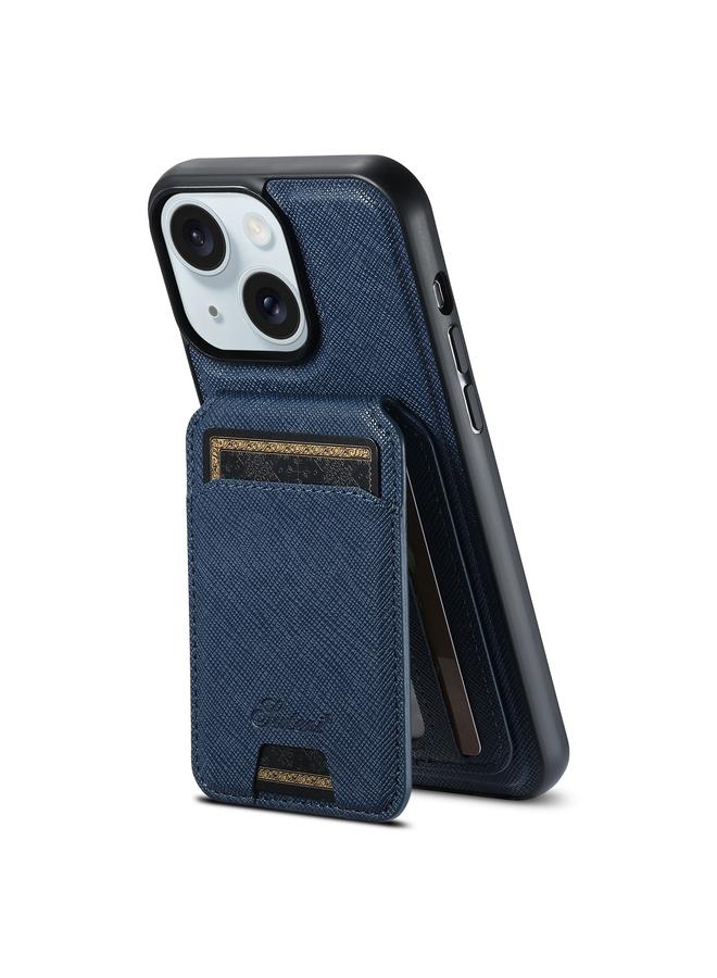 Suteni Case For iPhone 15 H18 Cross Grain MagSafe Wallet Leather Phone Case - Image 1