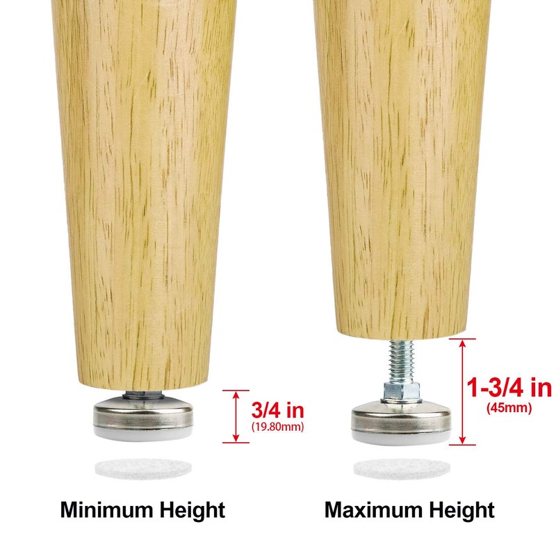 Anwenk Heavy Duty Furniture Levelers Adjustable Furniture Legs Levelers, Leveling Feet for Tables Chairs Cabinets Sofa Raiser, Support 1320LBs, T- Nut Kit 3/8â€-16 Thread, Large Base,w/ 4 Felt Pads (8 Pack) - Image 4