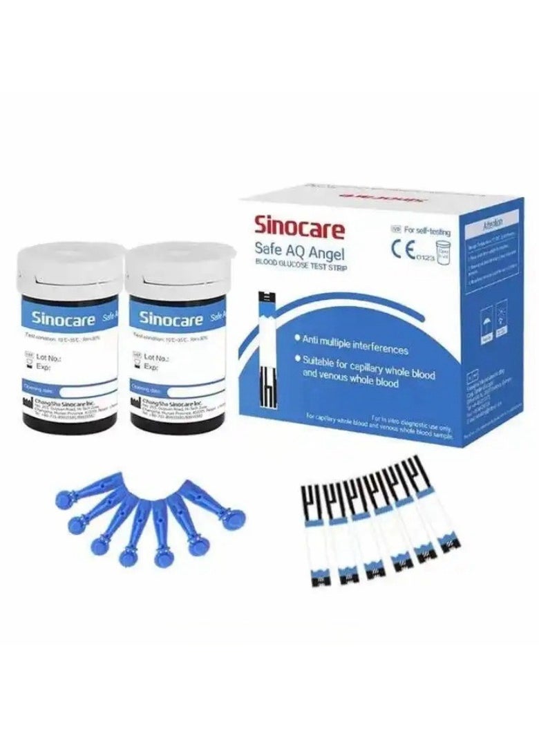 SINOCARE Safe AQ Angeel Blood Glucose Test Strips 100Pcs （Bottled Test Strips+Lancets）  - Image 4