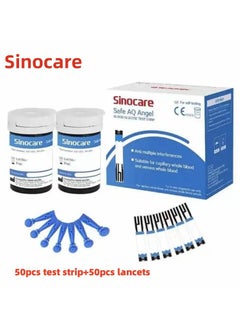 SINOCARE Safe AQ Angeel Blood Glucose Test Strips 100Pcs （Bottled Test Strips+Lancets）  - Image 1