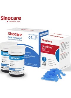 SINOCARE Safe AQ Angeel Blood Glucose Test Strips 100Pcs （Bottled Test Strips+Lancets）  - Image 2
