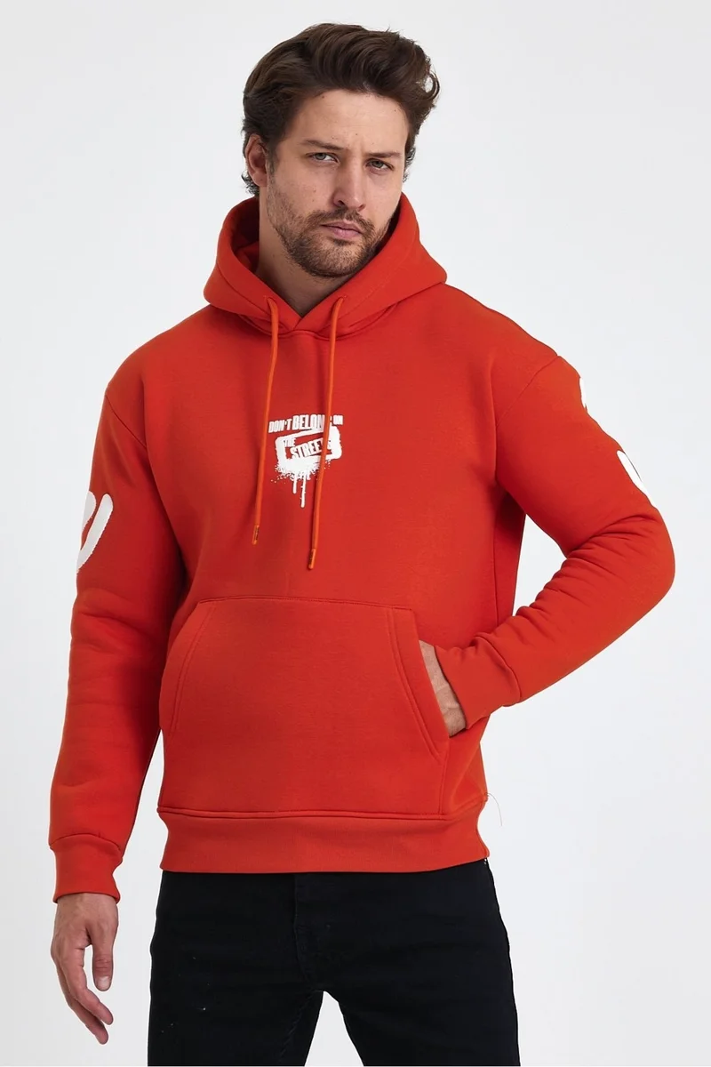 كوول تارز Cool Style Men's Standard Fit Regular Cut Polar Fleece Inside 3 Thread Hooded Cotton Sweatshirt