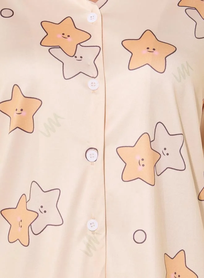 Styli Styli Starts Printed Shirt and Pants Pyjama Sets