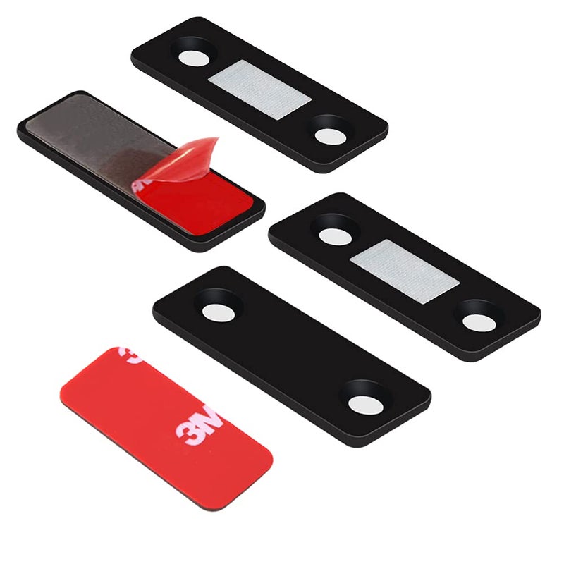 Mousike Magnetic Door Catch Ultra Thin Cabinet Magnets Stainless Steel Drawer Magnet Catch for Sliding Door Closure Kitchen Cabinet Cupboard Closet Closer (Black-4Pack) - Image 3
